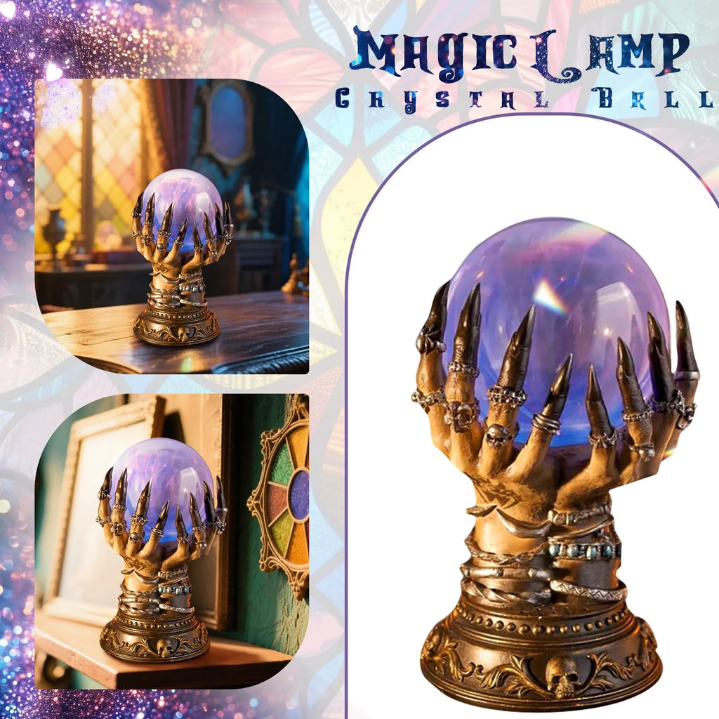 Glowing Deluxe Cellular Crystal Ball Luminous Magic Witch Hand Electrostatic Plasma Light Serve Skull Finger Halloween Decor