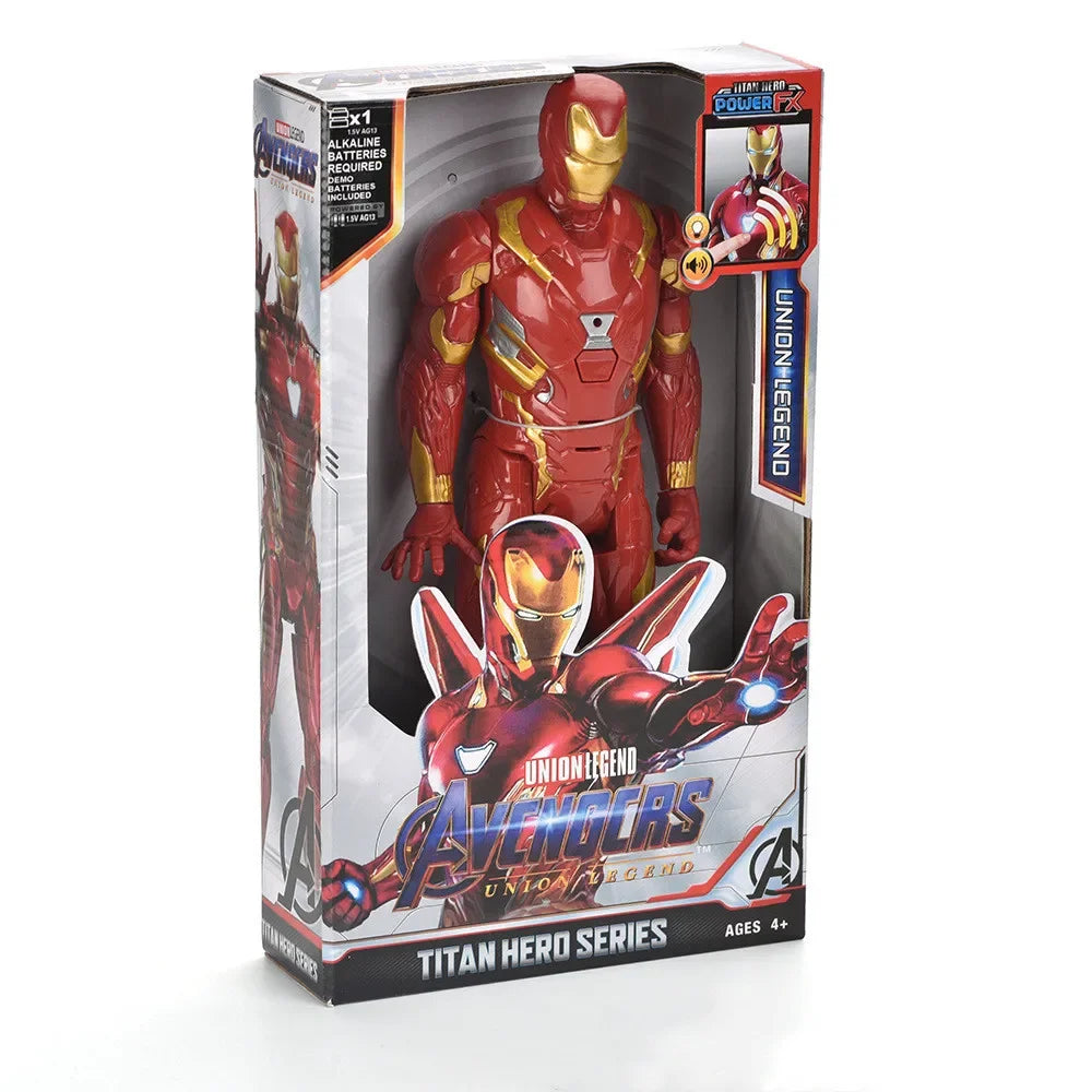 30cm Marvel Avengers Toy Thanos Hulk Spiderman Iron Man Captain America Thor Black Panther With Sound And Light Action Toy Gifts