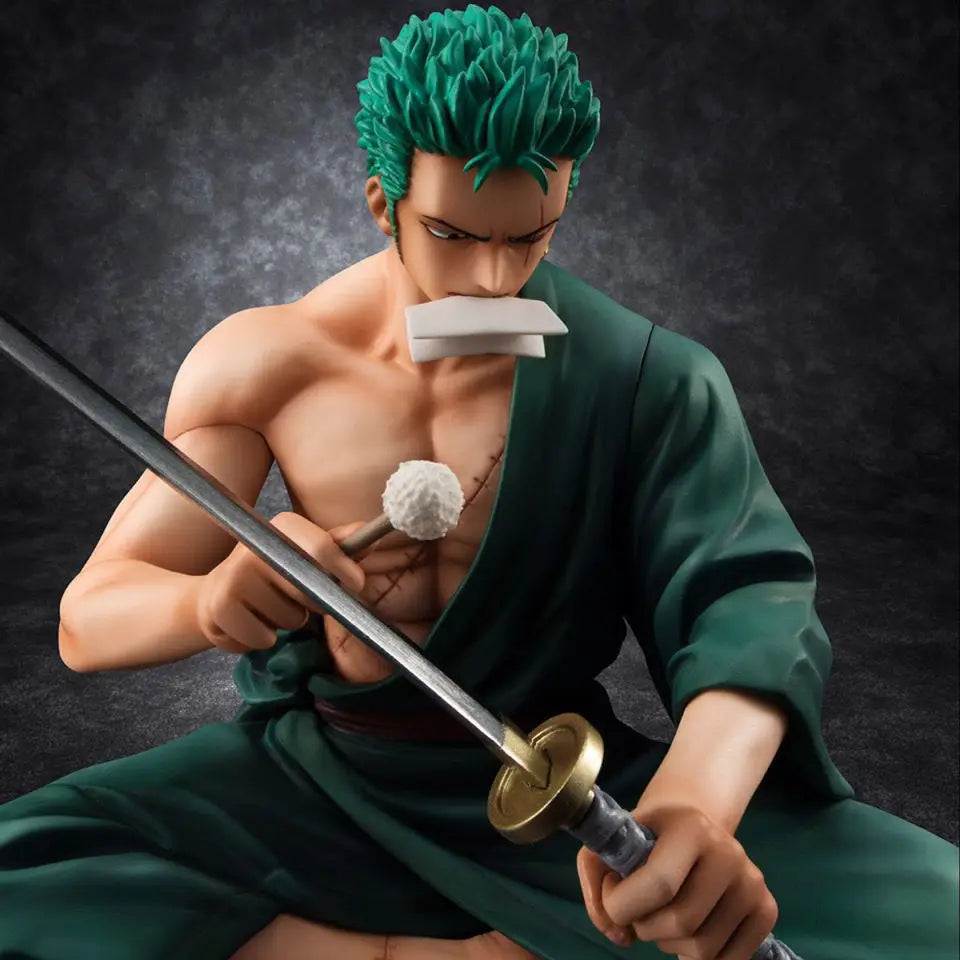 Anime One Piece Roronoa Zoro Figure New World Knife Sitting Action Figurine PVC Model Decoration Statues Doll Toy Gift