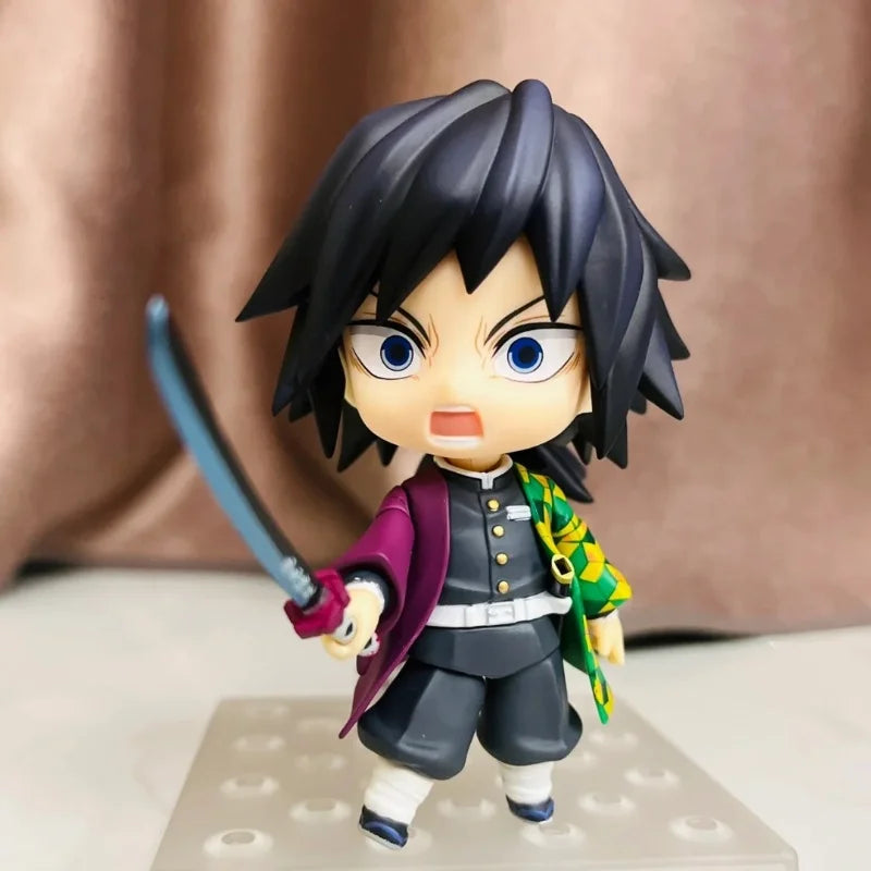 In Stock Demon Slayer Tomioka Giyu Q Version Anime Action Figure 3 Replaceable Faces Kawaii Collectible Model Toy Ornament