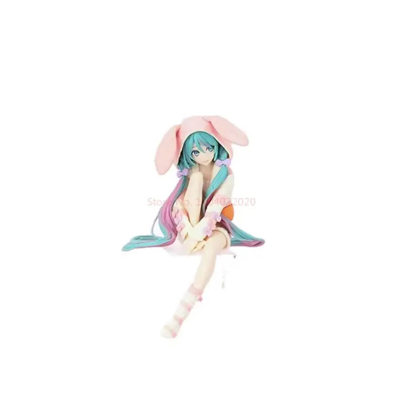 Anime HATSUNE MIKU Figur 15CM Kaninchenohr-Pyjama Modell Spielzeugpuppe Nudelstopper PVC Sammler-Actionfigur Geschenk für Fans