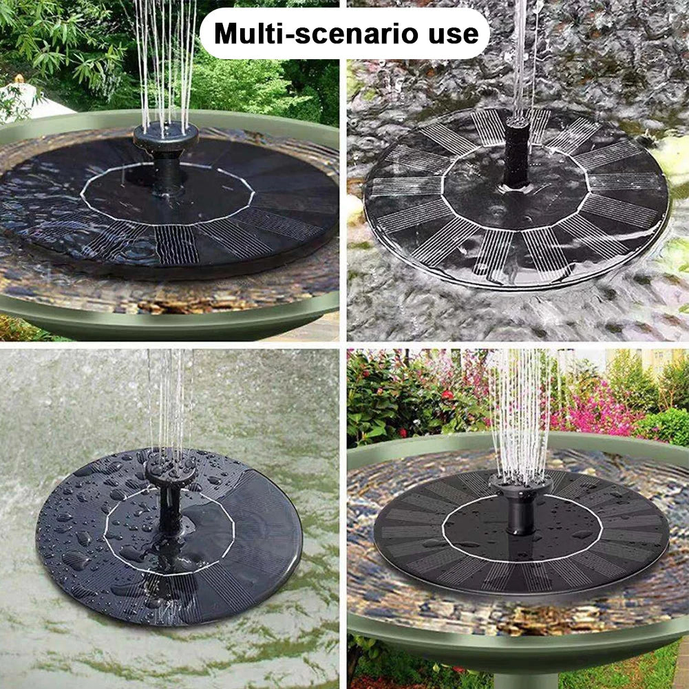 1W Outdoor Solar Fountain Pumps 35-50CM Free Standing Floating Birdbath Water Pumps with 6 Nozzles for Fish Tank Outdoor Garden