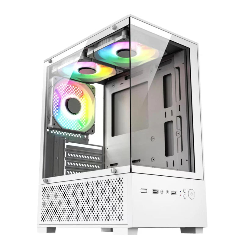 X2 PC Case Sea View Room Gaming Computer Desktop M-ATX ITX Motherboard Double-Sided Tempered Glass PC Gamer Cabinet