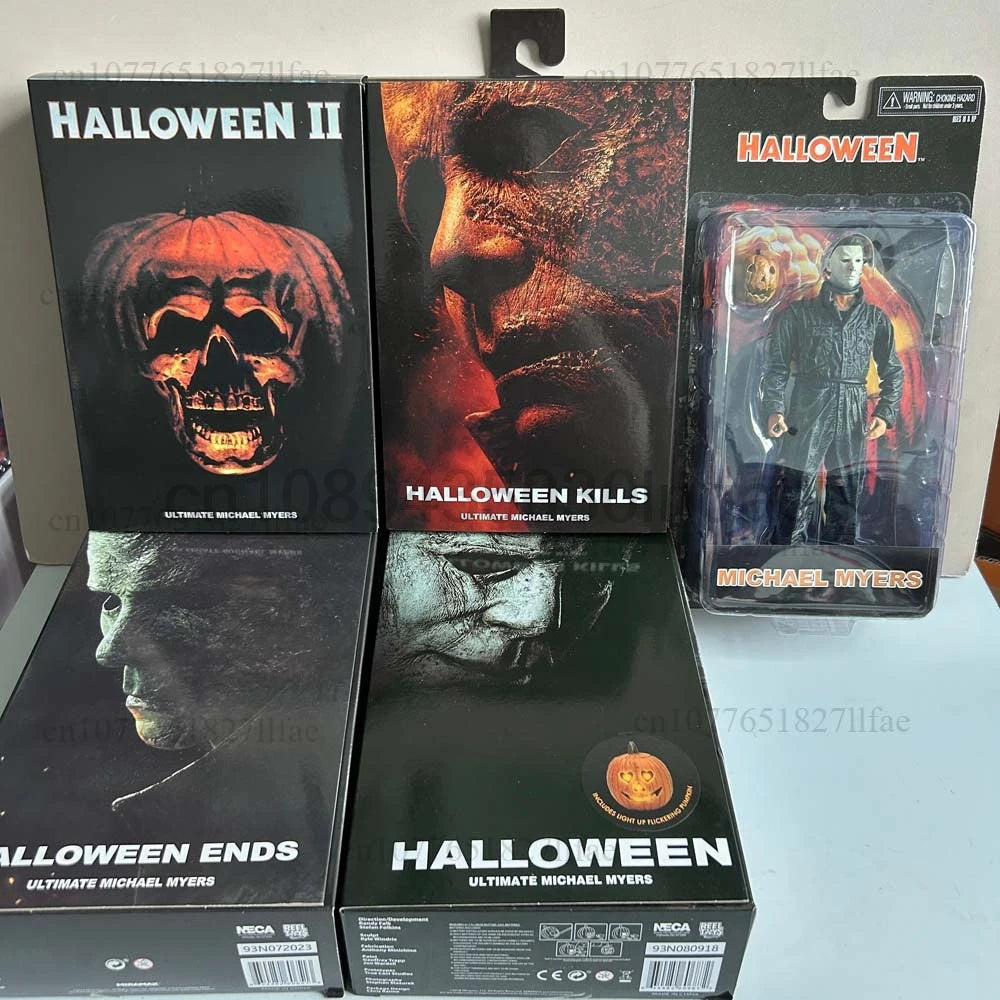 NECA Michael Myers Figur mit LED-Kürbis Halloween II Kills Ends Michael Myers Ultimate Actionfigur Modellspielzeug Gelenk beweglich