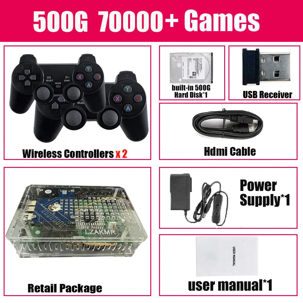 Retro U99 PRO Game Console 500GB Gaming HDD Window+Batocera 3865U 70000+Games For Wii PS2 XBOX PSP GameCube N64 Wireless handle