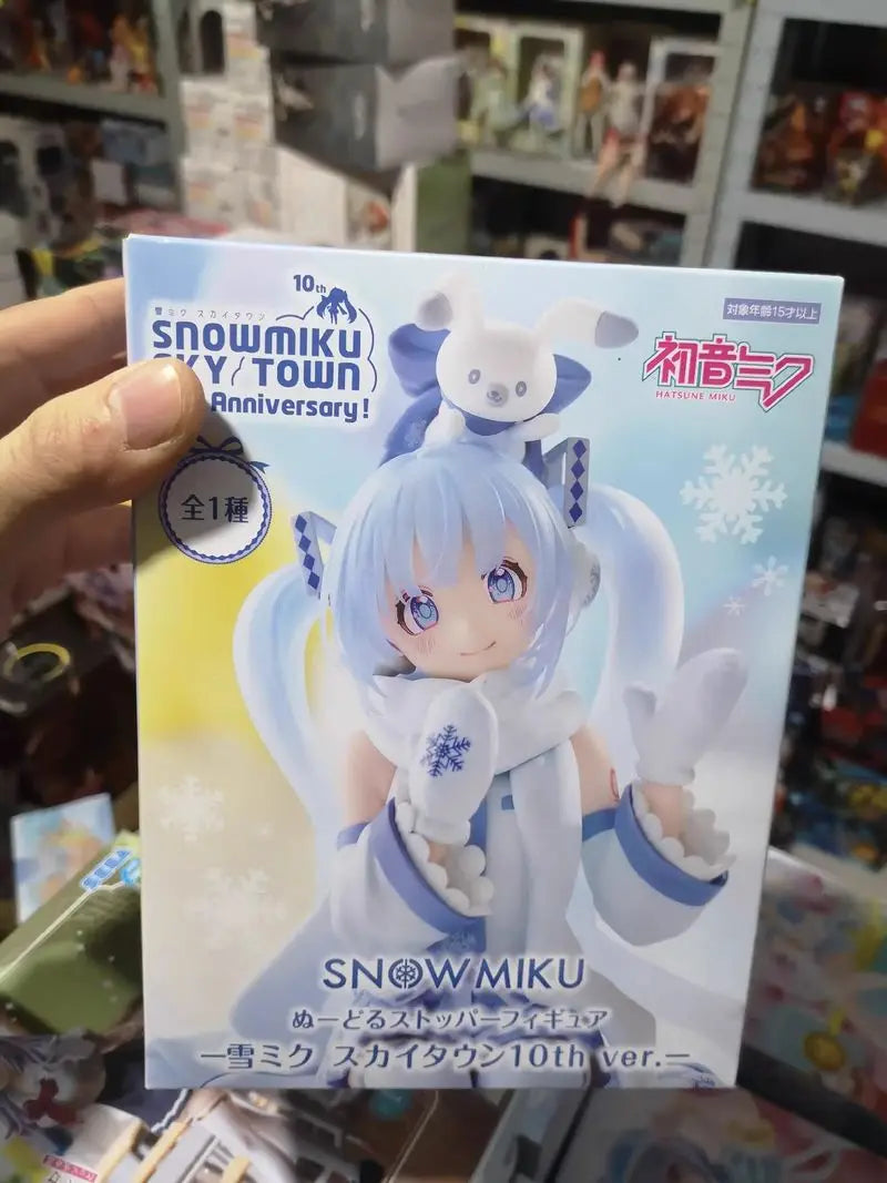 In Stock Genuine Furyu Hatsune Miku Snow Miku Sky Towm 10th Anniversary！Limited Edition Noodle Stoppe Model Toy Snow Miku Toy