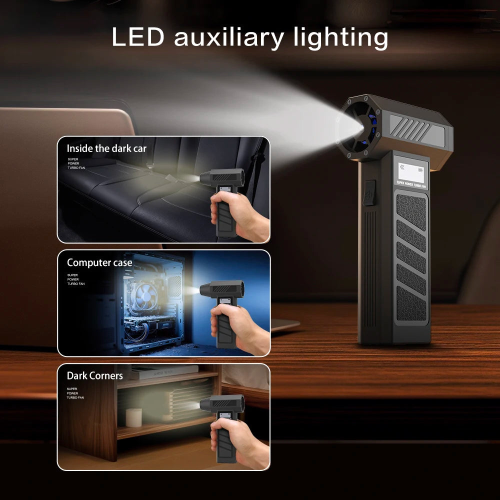 990.000 U/min Hurricane-Staubgebläse Kabelloser Druckluft-Staubwedel Hochgeschwindigkeits-Violent-Ventilator 4-Gang-Turbo-Jet-Gebläse