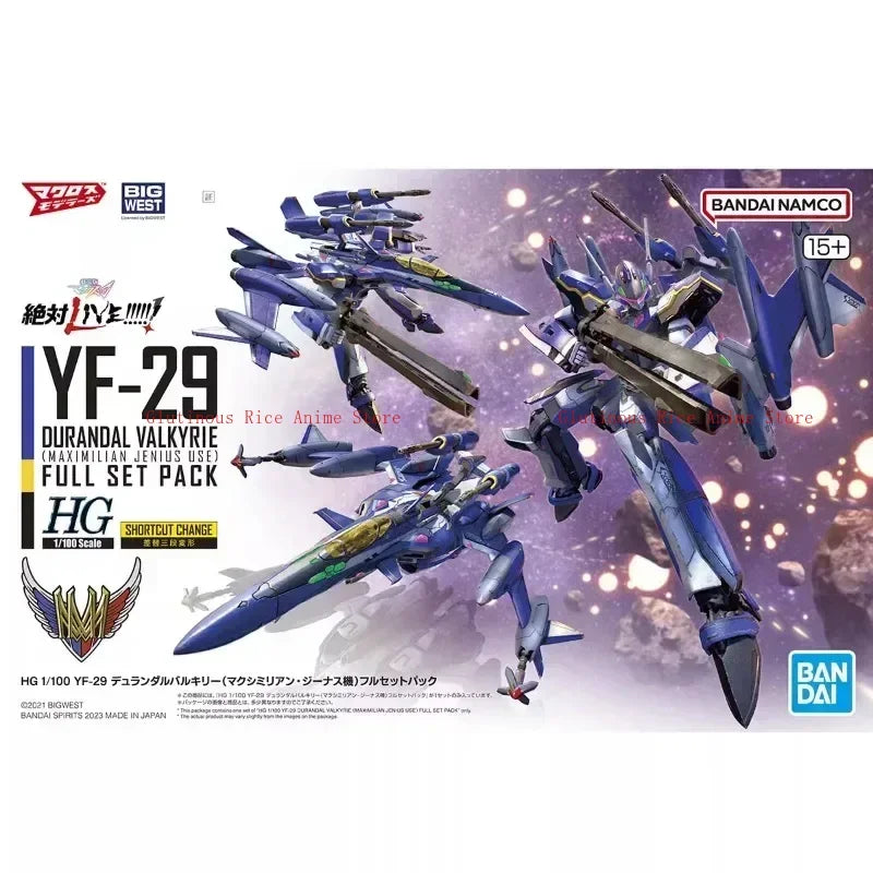 Bandai original anime figure hg 1/100 YF-29 durandal valkyrie complete set action figure toys collectible model for kids present