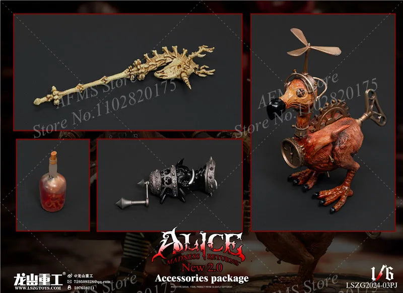 LSZG2024-03 1/6 Scale Collectible Figure Crazy Dark Girl Alice Full Set Dolls 12Inch Women Soldier Action Figure Model Toys