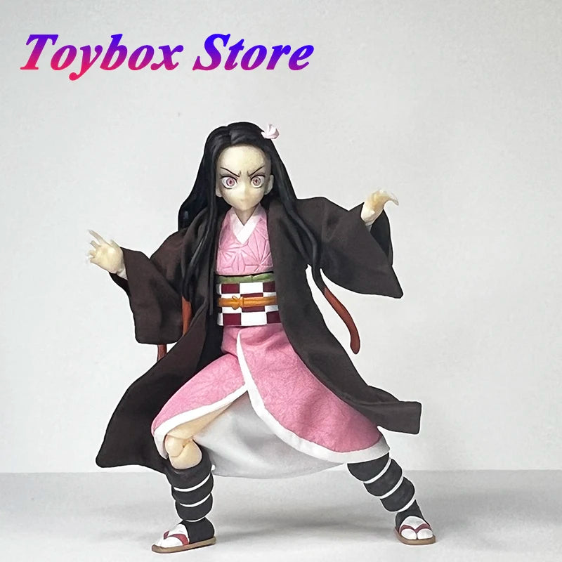 1/12 Kamado Nezuko Anime Girl Soldier Kimono Coat Pink Short Skirt Clothes Accessory For 6" Demon Slayer Action Figure Decor