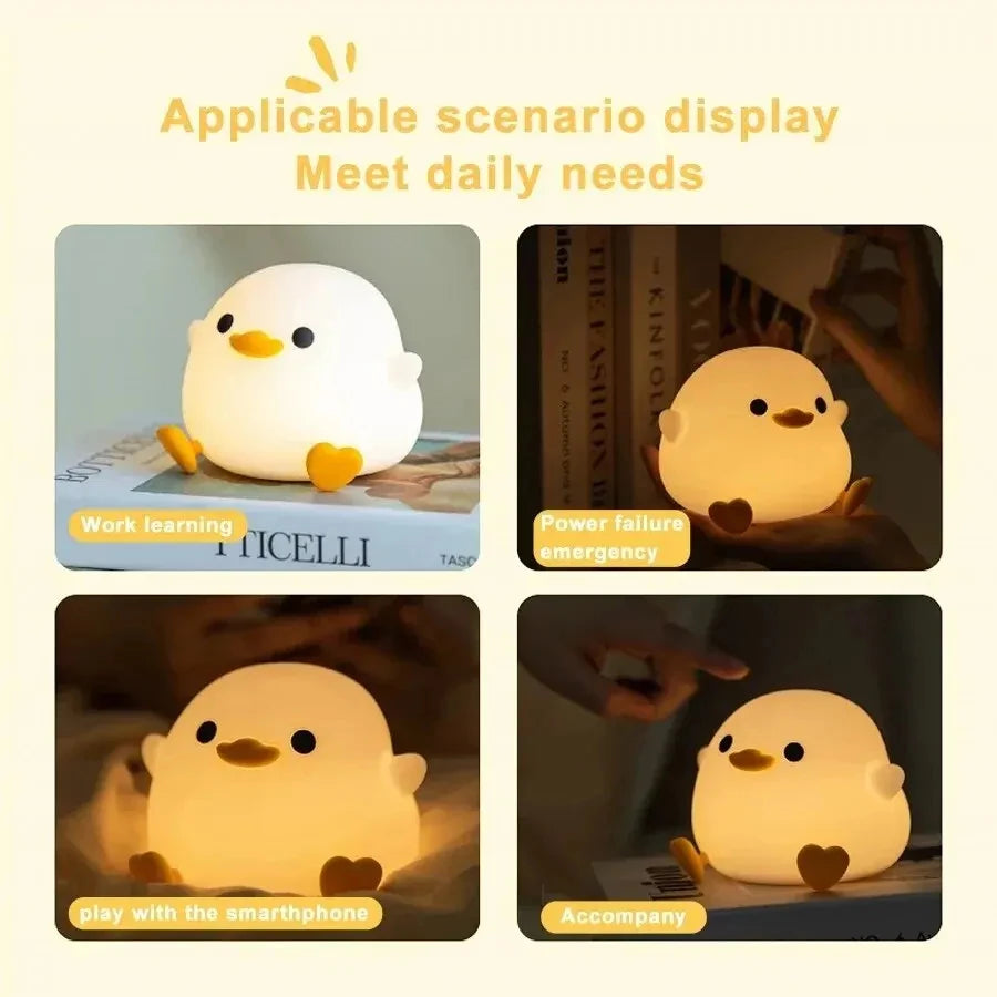 DoDo Duck Silicone LED Bedside Lamp Night Light Cute Duck Dimmable Nursery Nightlight Rechargeable Baby Bedrooms Decoration