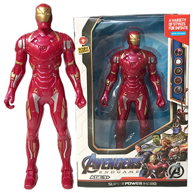 Avengers Spiderman Iron Man Hulk Captain America Collectible Superhero Action Figure Toy Luminous Hand Movable Kids Charm Gifts