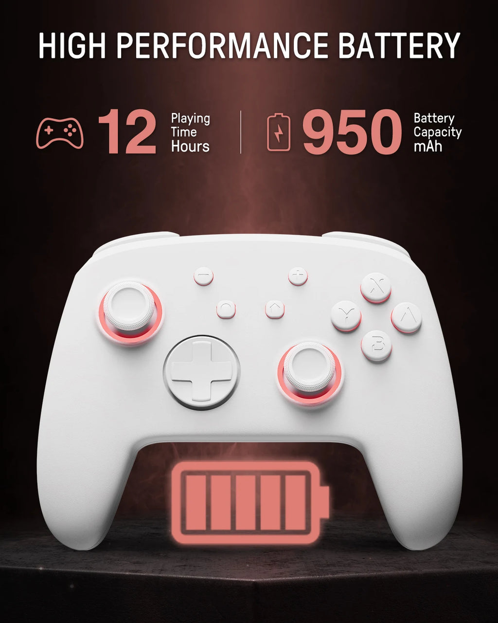 FUNLAB Wireless Bluetooth Luminous Pattern Pro Controller For Nintendo Switch/OLED Gamepad Remote with 7 LED Colors/Paddle/Turbo