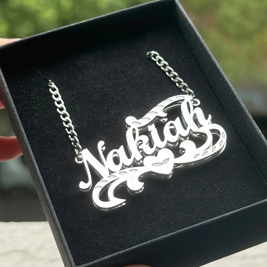 Custom Name Necklace Stainless Steel Double Layer Pendant Silver Plated Necklaces For Women Men Party Anniversary Gift Jewelry