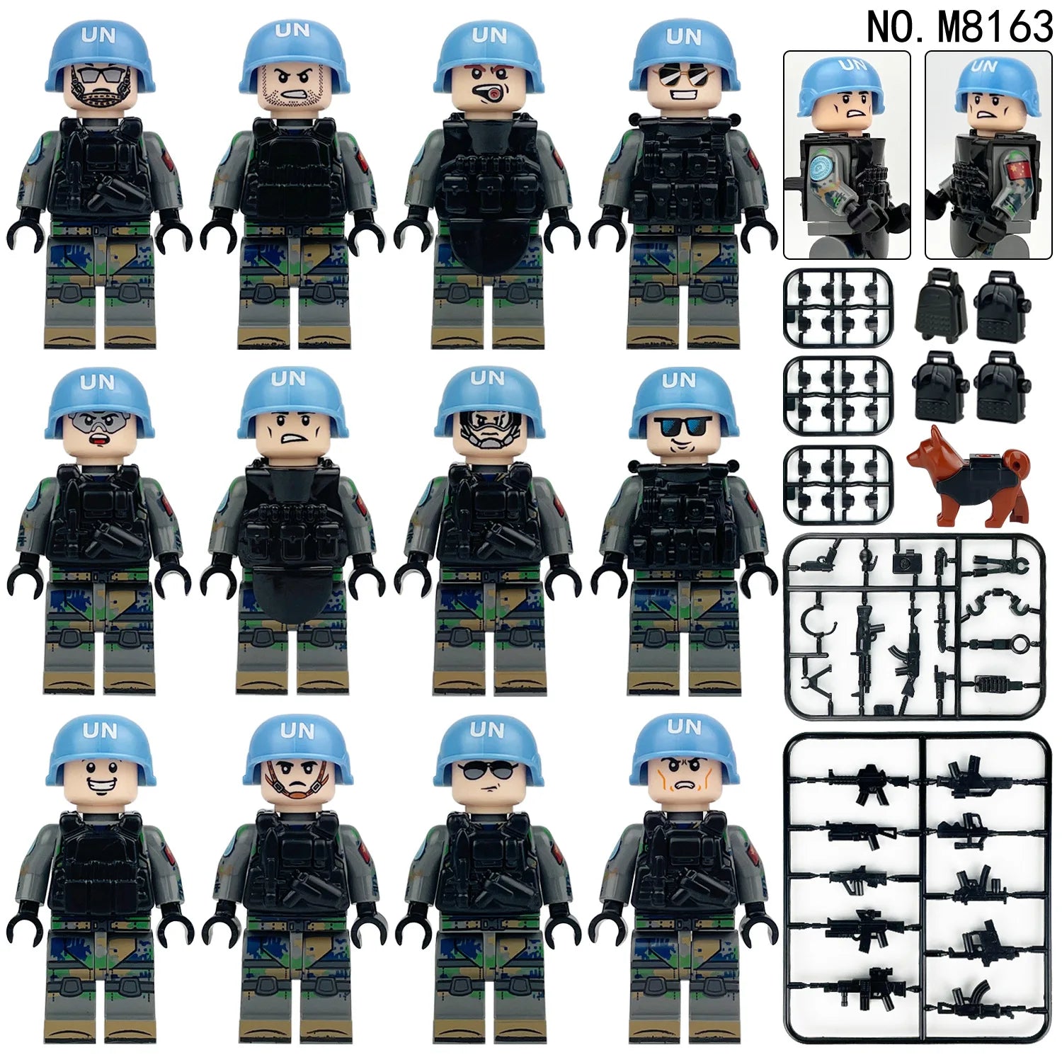 Shield ghost swat humanoid dolls, building blocks, digital action figures assembled toys reptile children's educational toys