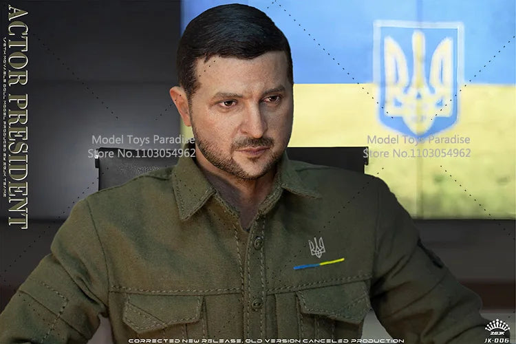 ZGJKTOYS JK-006 1/6 Ukrainian Actor President Combat Uniform Clothes Set Head Sculpt Fit 12inch Men Soldier Action Figure Body