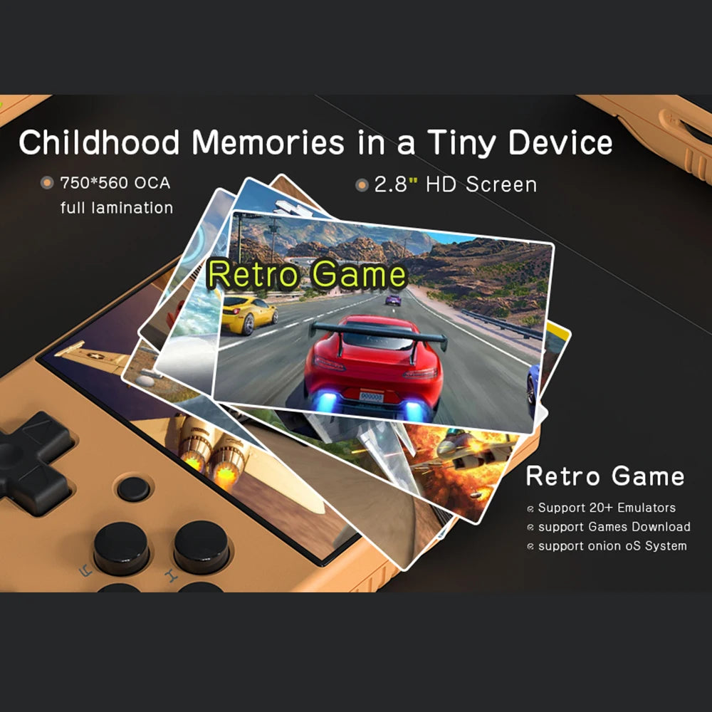 Tragbare Retro-Handheld-Spielkonsole 2,8 Zoll IPS-Bildschirm Videospielkonsolen Linux-System Klassischer Gaming-Emulator