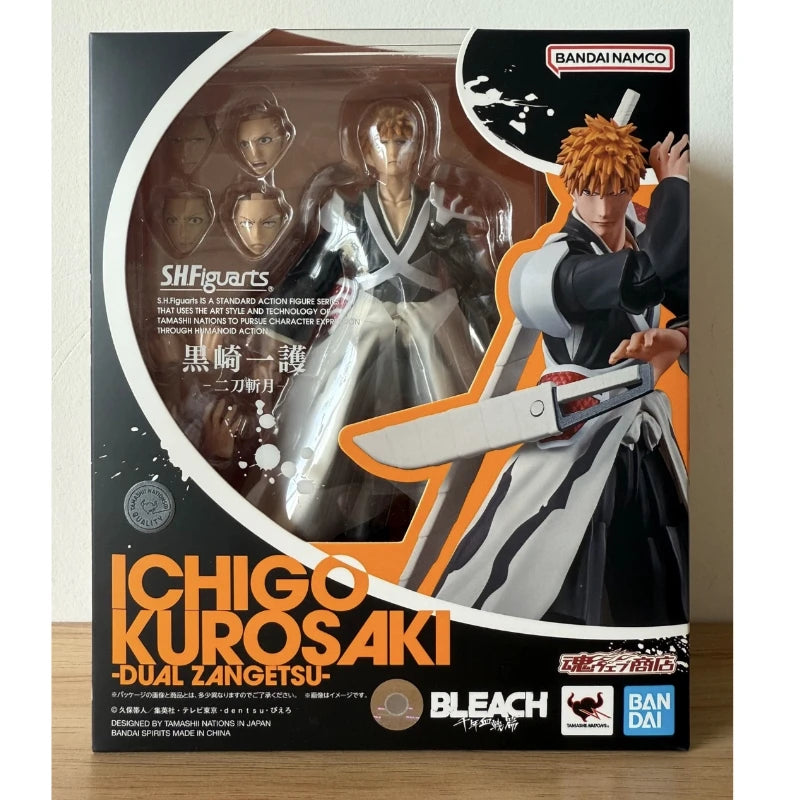 Auf Lager Bandai SHFiguarts Ichigo Kurosaki Dual Zangetsu Bleach Tausend-Jahre Blut Krieg Action Figur Spielzeug Modell Geschenk