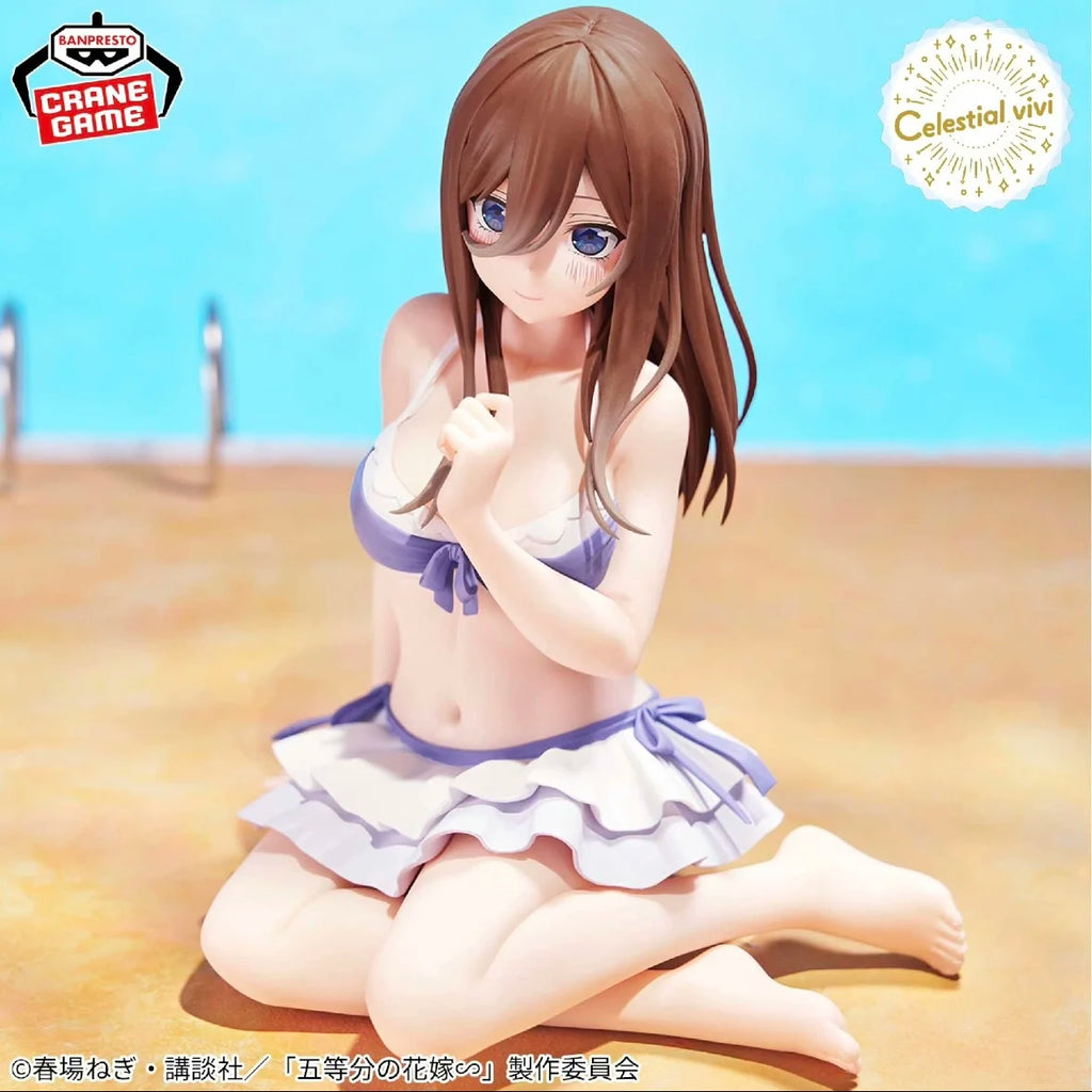 In Stock Bandai Genuine Celestial Five-Equal Bride Nakano Miku Swimsuit Scenery Figures Action Figure Collection Gift