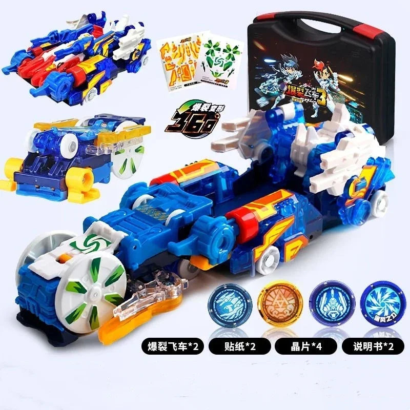 Screechers Explosive Speed Car 3 Metamorphosis Action Figures Children Gifts Boys Toy Ejection Flip Deformation Double Car