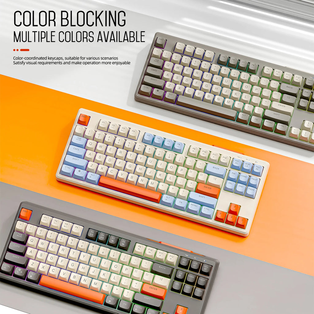 M87 Wireless Keyboard and Mouse Combo, Bluetooth Dual Mode, PBT,Backlit,Rechargeable Keyboard Mouse Kit for Silent Office Gaming