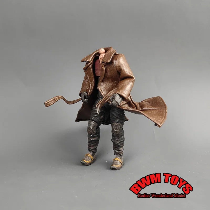 Cosplay-Männer im Maßstab 1/18, Soldat, schwarz-braun, lange Windjacke aus Leder, Mantel, Modell für 3,75 Zoll BFS-Actionfigurenkörper