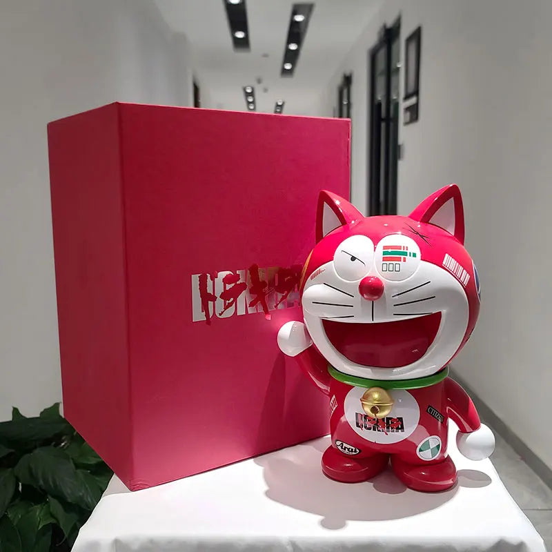 2023 New Kawaii Lucky Maneki-neko Doraemon Resin Mirror Plating Gk Toy Cute Desktop Decorative Birthday Gift For Store Opening