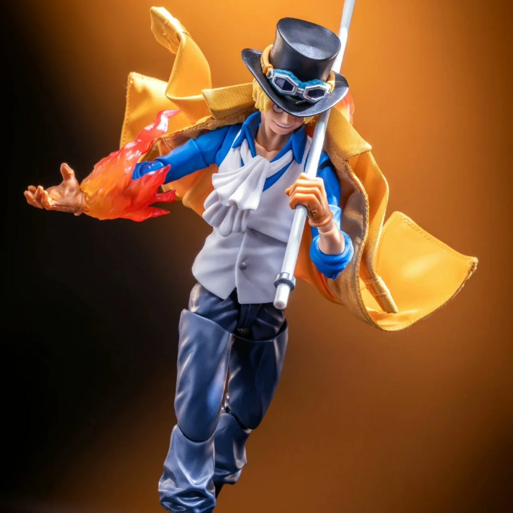 One piece SHF Anime Handmade Sabo tailored Generation Yellow long sleeved cloak Built In Iron Wire Is Suitable for 1/12 Toys