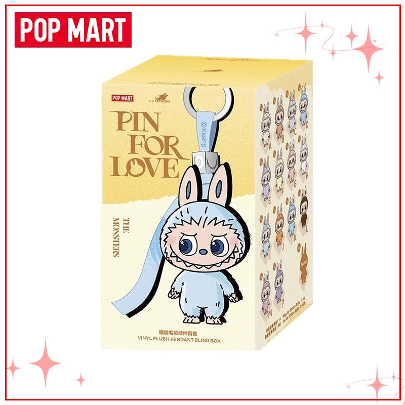 POPMART Чудовищата Лабубу V4 Pin for Love Series Blind Box Vinyl Face Plush Doll Visual Keyring Toy Коледни подаръци