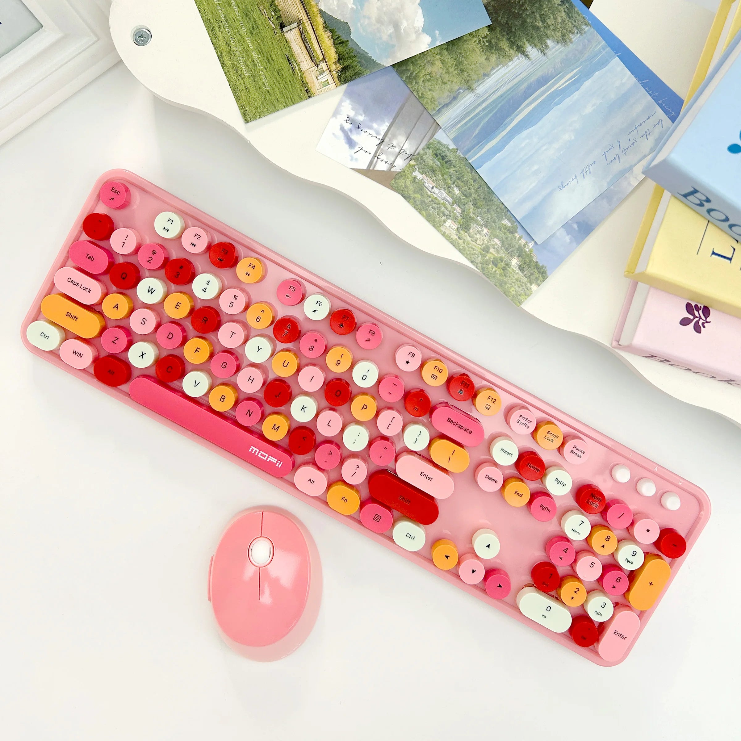 Colorful Sweet Wireless Keyboard And Mouse Set - Combo Pack for Sweet Home Decor And Personal Use