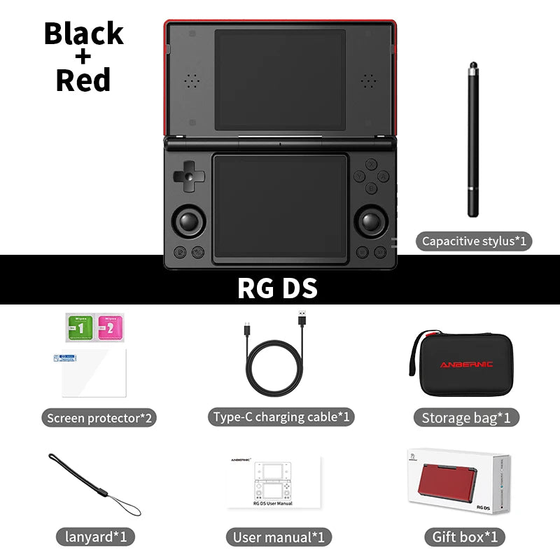 Anbernic RG DS Handheld Game Console 4" IPS Dual Screen Android 4000mAh Flip Video Games Player Supports RixelHK Wifi Streaming