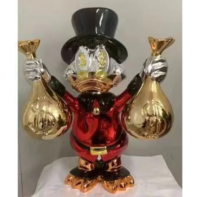 2025 New Electroplated Donald Duck Money Bag Glass Fiber Creative Decoration Personalized Indoor Cartoon Customized Gift