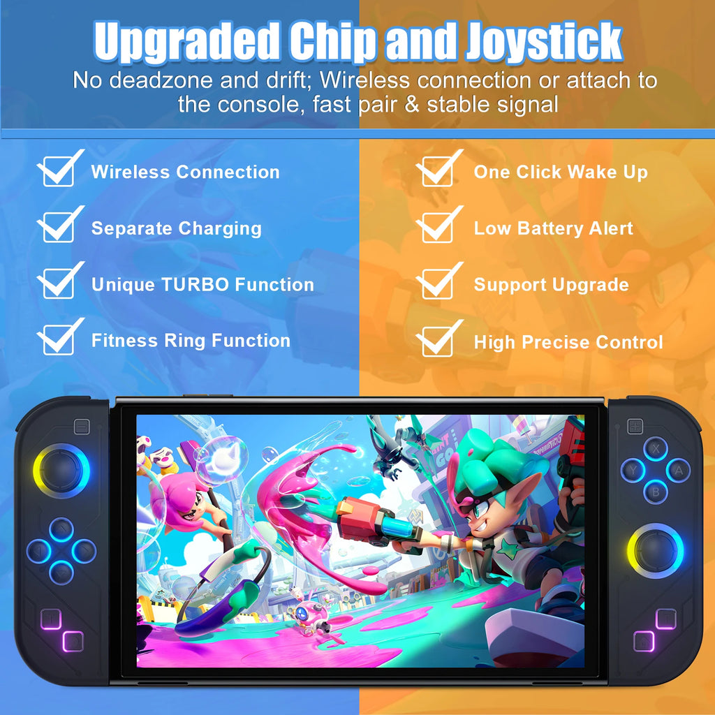 Gamepad Controller Joy Pad For Nintendo Switch/Led Lite/Pc Joystick Wireless Rgb Grip Support Wake-Up And Turbo Function 6 Axis