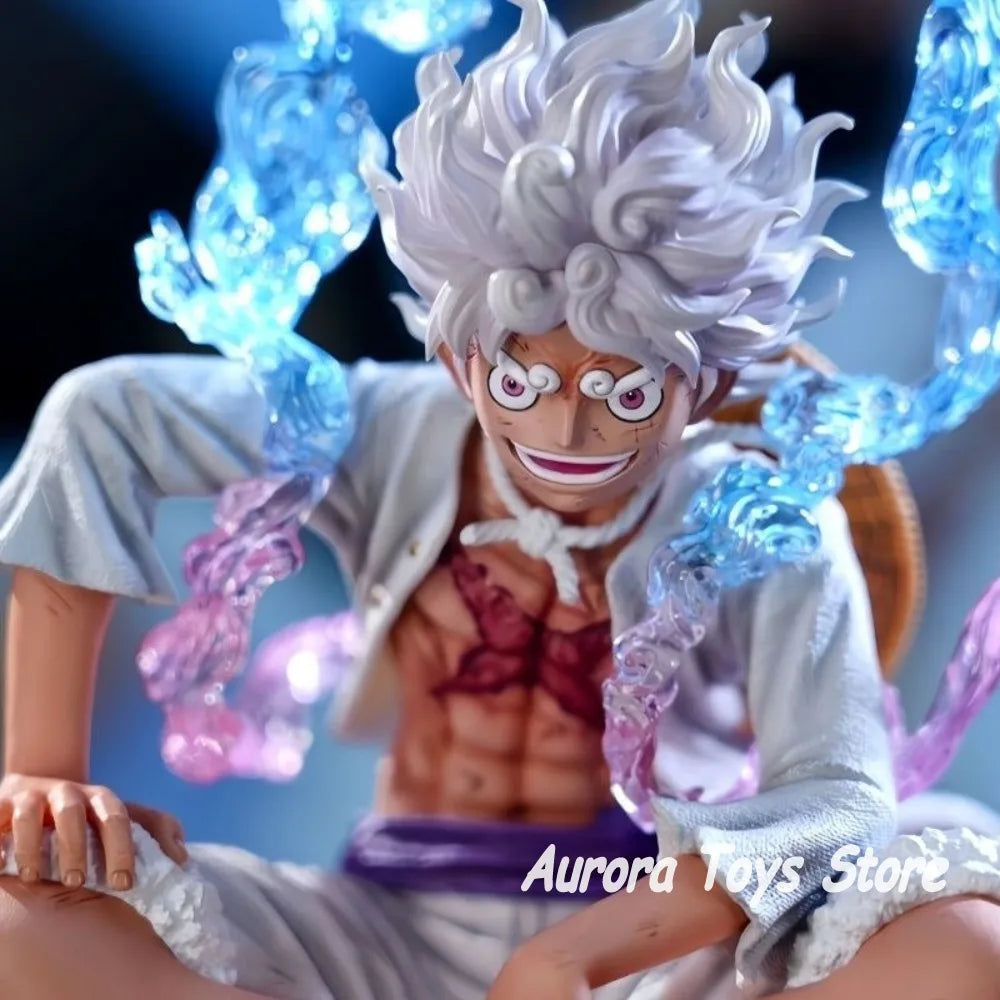 16cm Anime One Piece Figures Gear 5 Nika Luffy Sitting posture Action Figure Pvc Statue Model Doll Collect Desk Decor Toys Gifts
