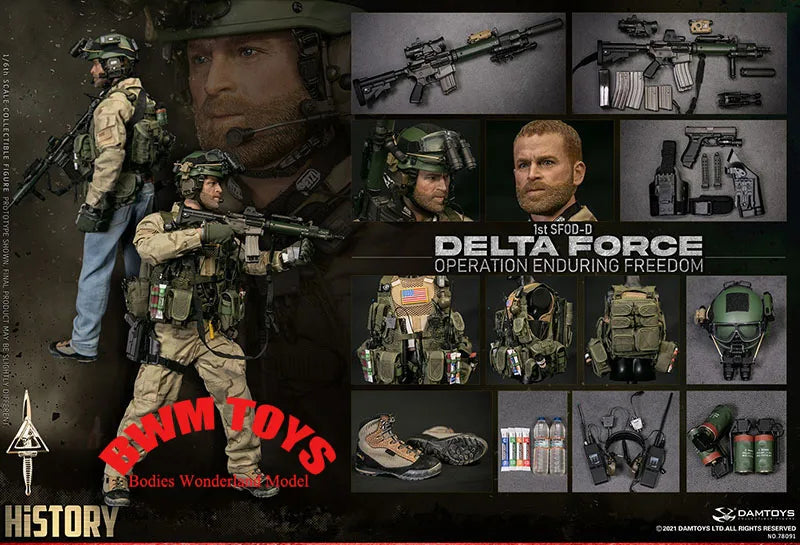 1/6 DAMTOYS DAM 78091 US. 1st SFOD-D Delta Force Operation Freedom Group Moveable Soldier Action Figure with Weapon Accessory