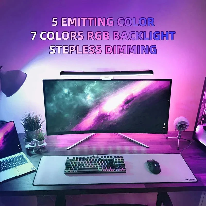Curved LED Monitor Light Bar USB Rgb PC Screen Lamp Stepless Dimming Backlight Hanging Laptops Gaming Gamer Office Lighting