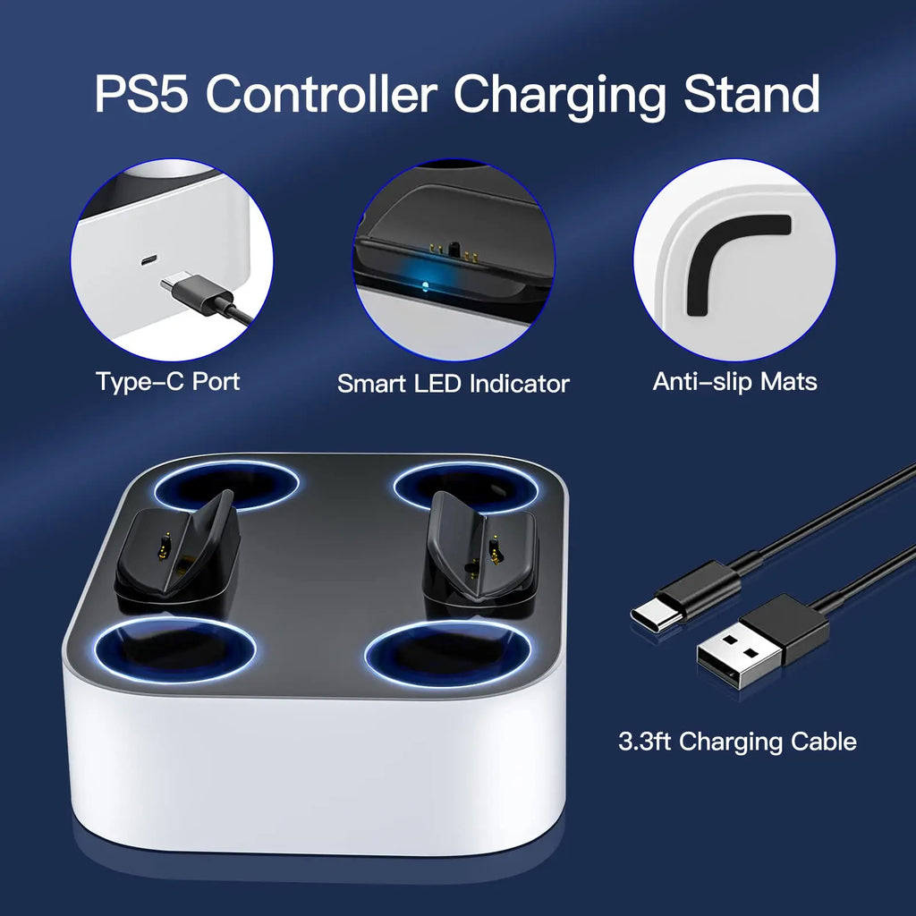 PS5 Controller-Ladestation für Playstation 5 Dual für DualSense Edge Control Schnellladedockständer mit Kabel