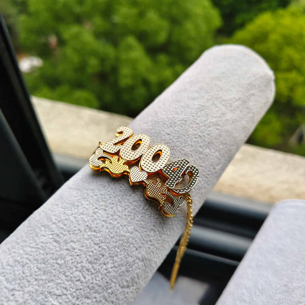 DHQH Personalisiertes Namensarmband mit zweilagigem Namensschild, personalisiertes Buchstaben-3D-Namensschild-Armband, Valentinstags-Souvenir für Sie