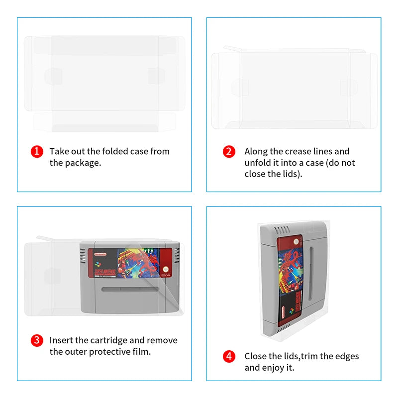 30pcs Game Clear Card Cartridge Protector Box Sleeve Case for Super SNES PAL Games Display Case