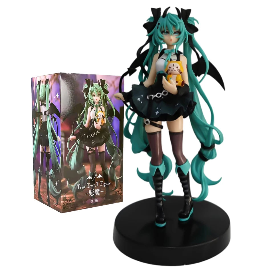 Anime Figur 19cm Kleiner Teufel Hatsune Miku Xiaoyuan Bär Niedliches Actionmodell PVC Spielzeugsammlung Desktop-Zubehör Geschenk