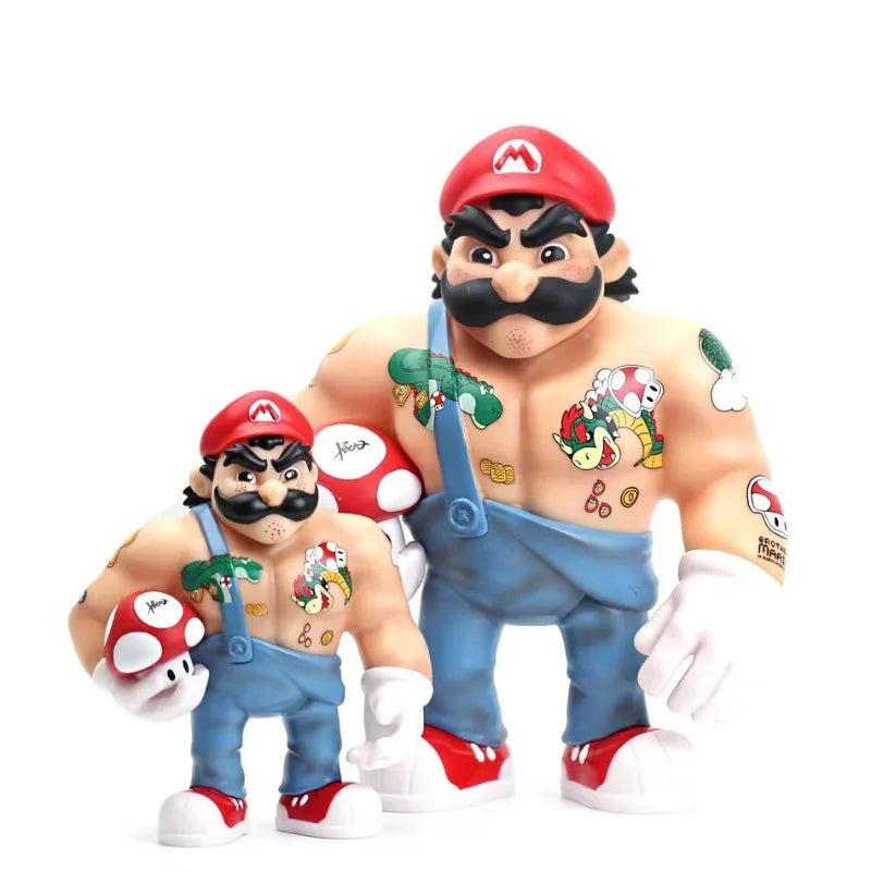 20/33cm Super Marios Bros Action Figures Funny Anime Figures Luigi Cosplay Muscle Model Dolls Ornament Kids Toys Room Decoration