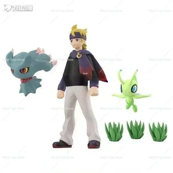 Bandai Original Scale World POKEMON Johto Region Kotone Bayleef Silver Croconaw Morty Celebi Anime Figures Toys for Kids Gift