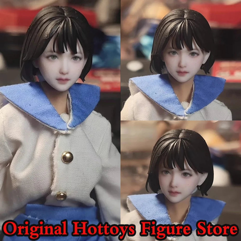 In Stock 1/12 Scale Female Soldier Head Sculpture Tang Li Short Hair Beauty Head Carving Fit 6-inches Action Figure Doll