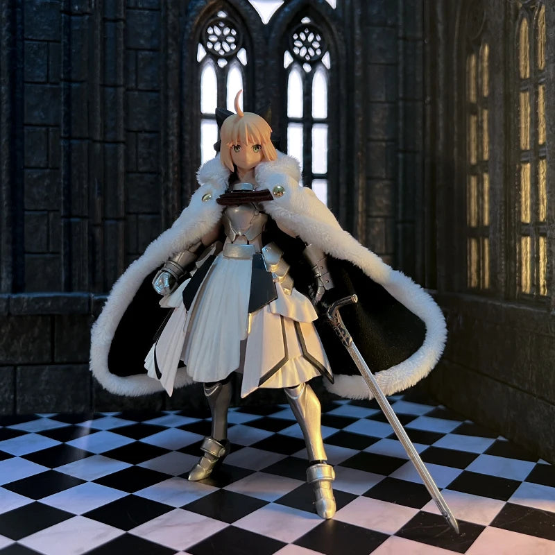 1/12 Scale Figma Fate Saber Lily White Plush Cape Accessoeries for 6-inch Action Figure Model Toys