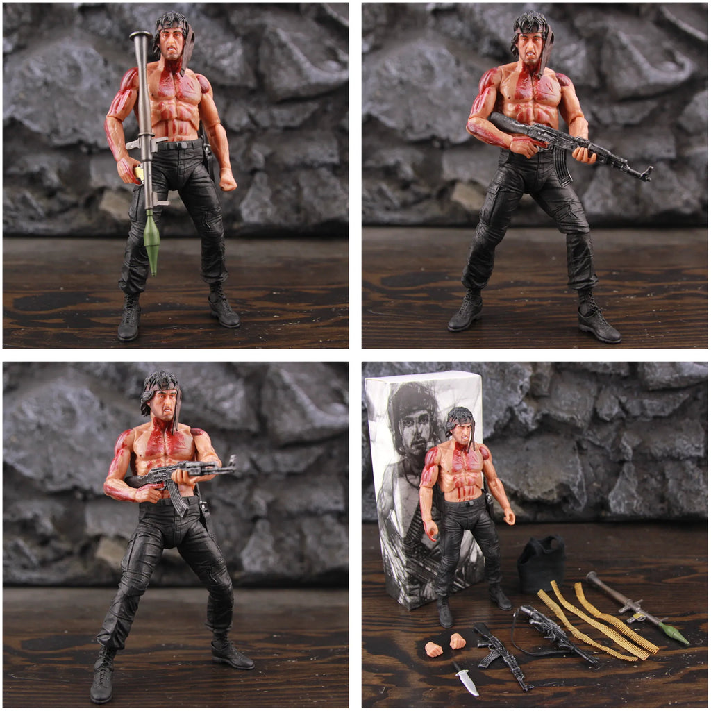Classic Movie First Blood Ron Kim John J.R Ram bo 7" Action Figure Special Forces Soldier Avenger Sylvester Film Toys KO's NECA