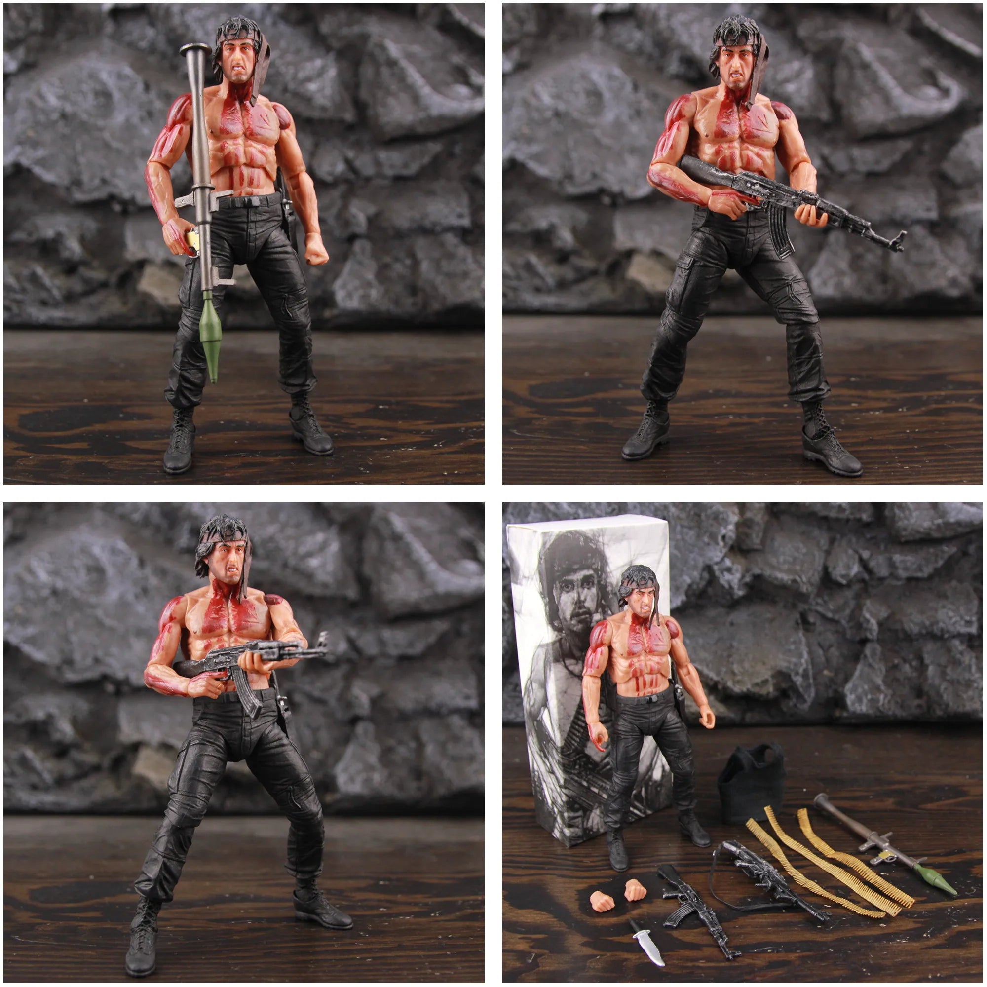 Classic Movie First Blood Ron Kim John J.R Ram bo 7" Action Figure Special Forces Soldier Avenger Sylvester Film Toys KO's NECA