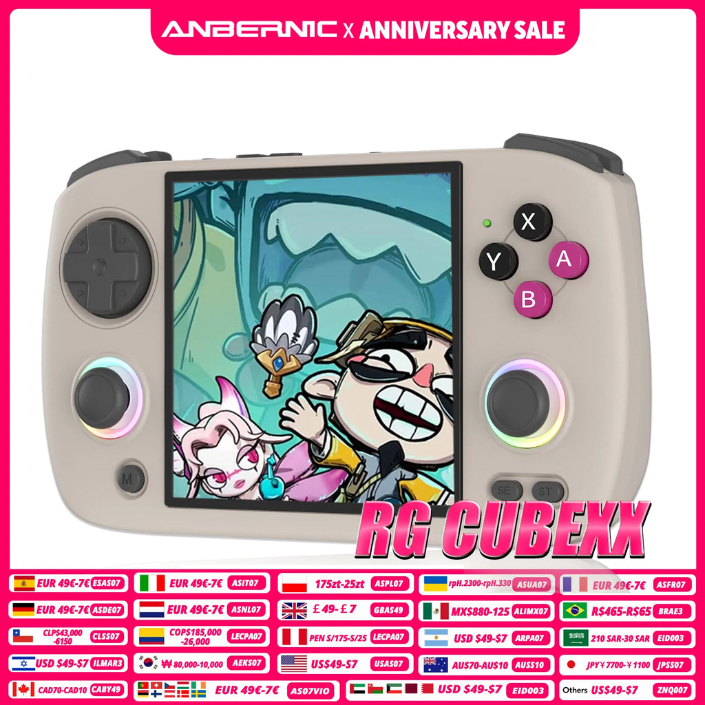 ANBERNIC RG CubeXX Handheld Game Console 3.95 Inch IPS Screen 64 Bit Linux System Supports 5G WiFi Bluetooth and TV HD Output