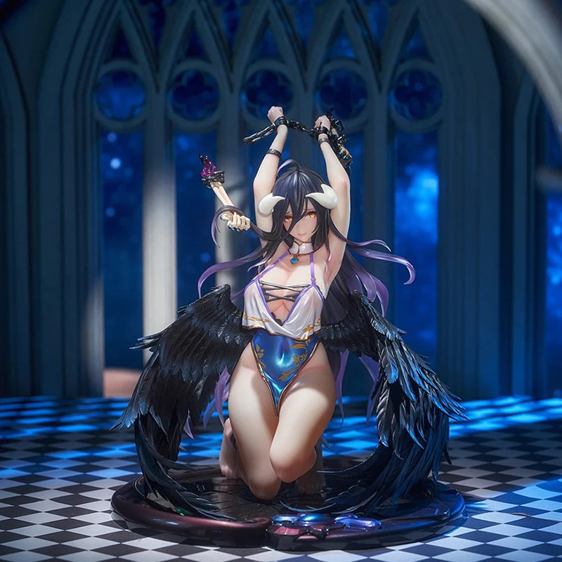 Genuine Animester Kdcolle Overlord Albedo Winged Kneeling Pose 1/7 Scale 21cm Plastic Figure Desktop Ornaments Collectibles 18+