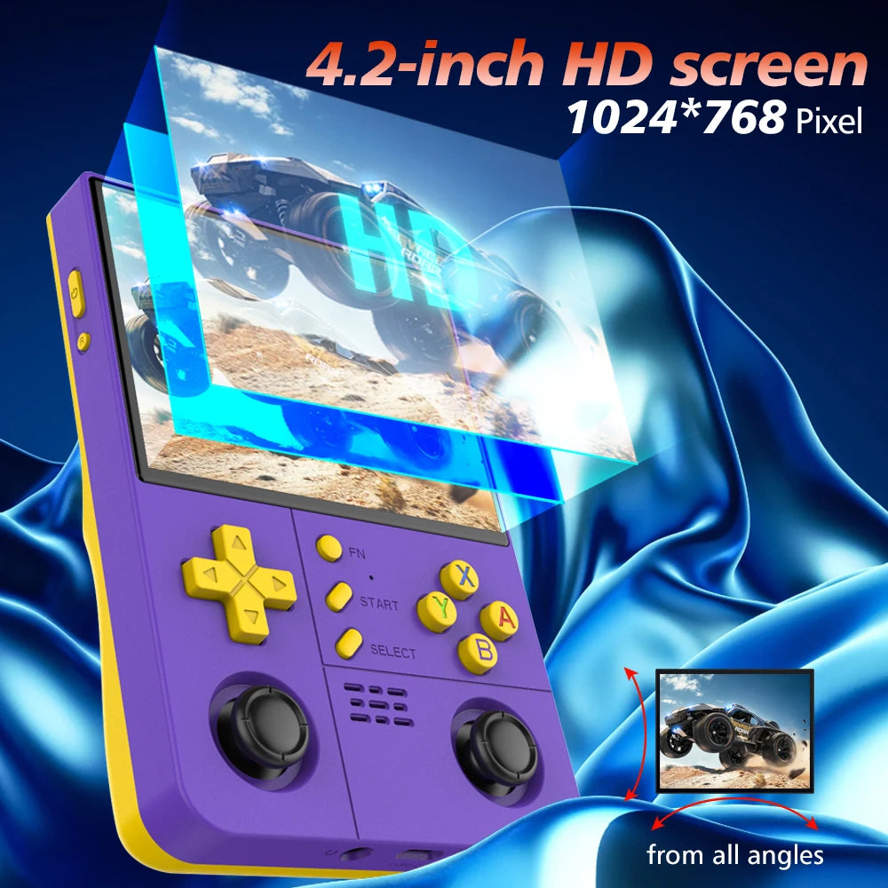 R40xx Pro Max Gaming Console - 4.2" IPS Screen + Dual Joystick | Built-in Wi-Fi Portable Video Player (Solid Color)