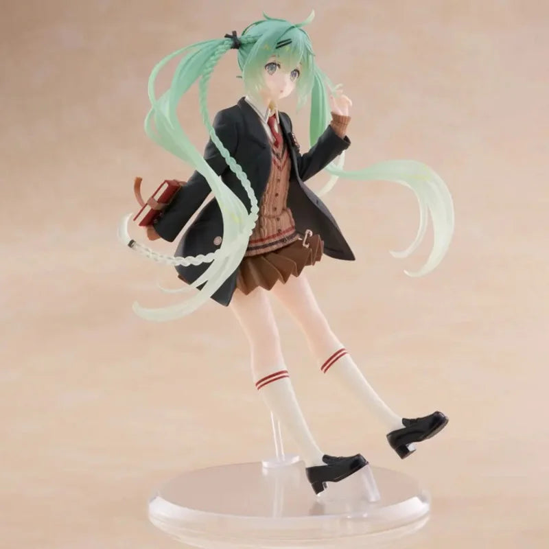 Taito Original Genuine Vocaloid Singer Hatsune Miku Fashion Figure Preppy Ver 18cm Collections Model Toy Figures Birthday Gift